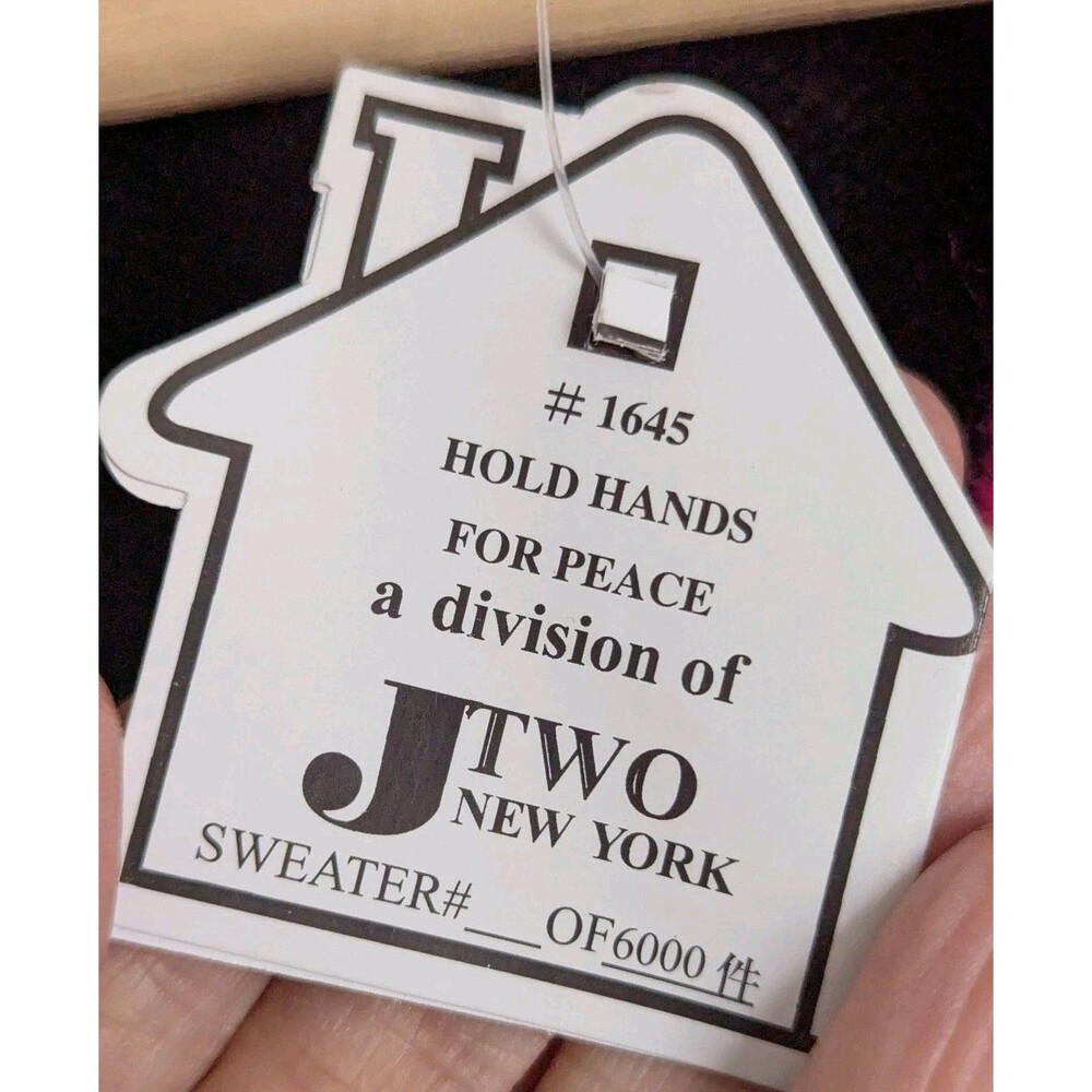 Storybook Knits 2X Cotton Teacher Cardigan Sweater Hands For World Peace NEW - Picture 10 of 11